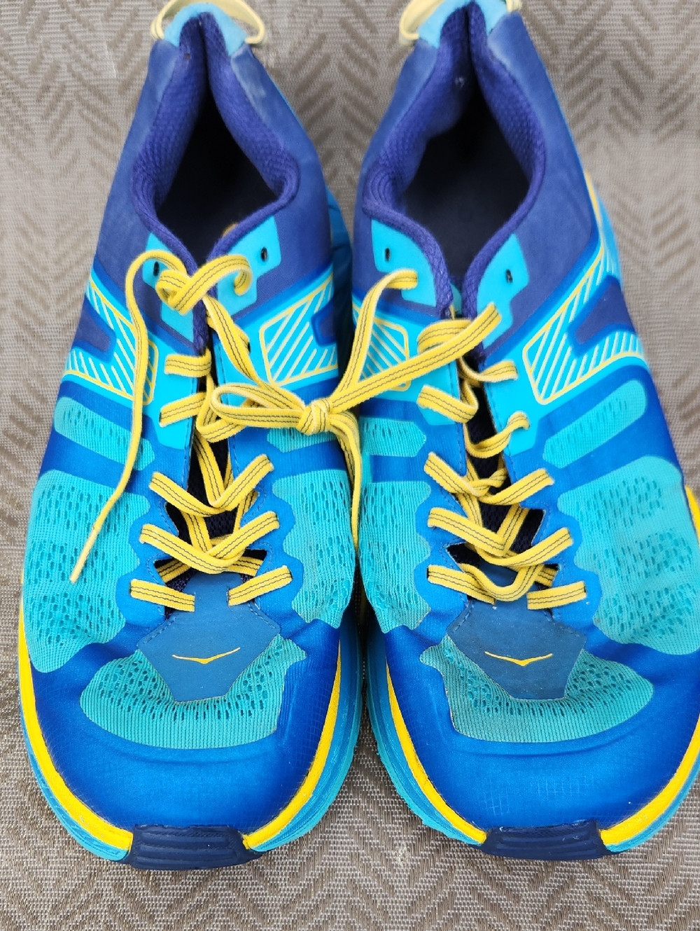 Hoka One One Men's Athletic Shoes in Blue and Yellow